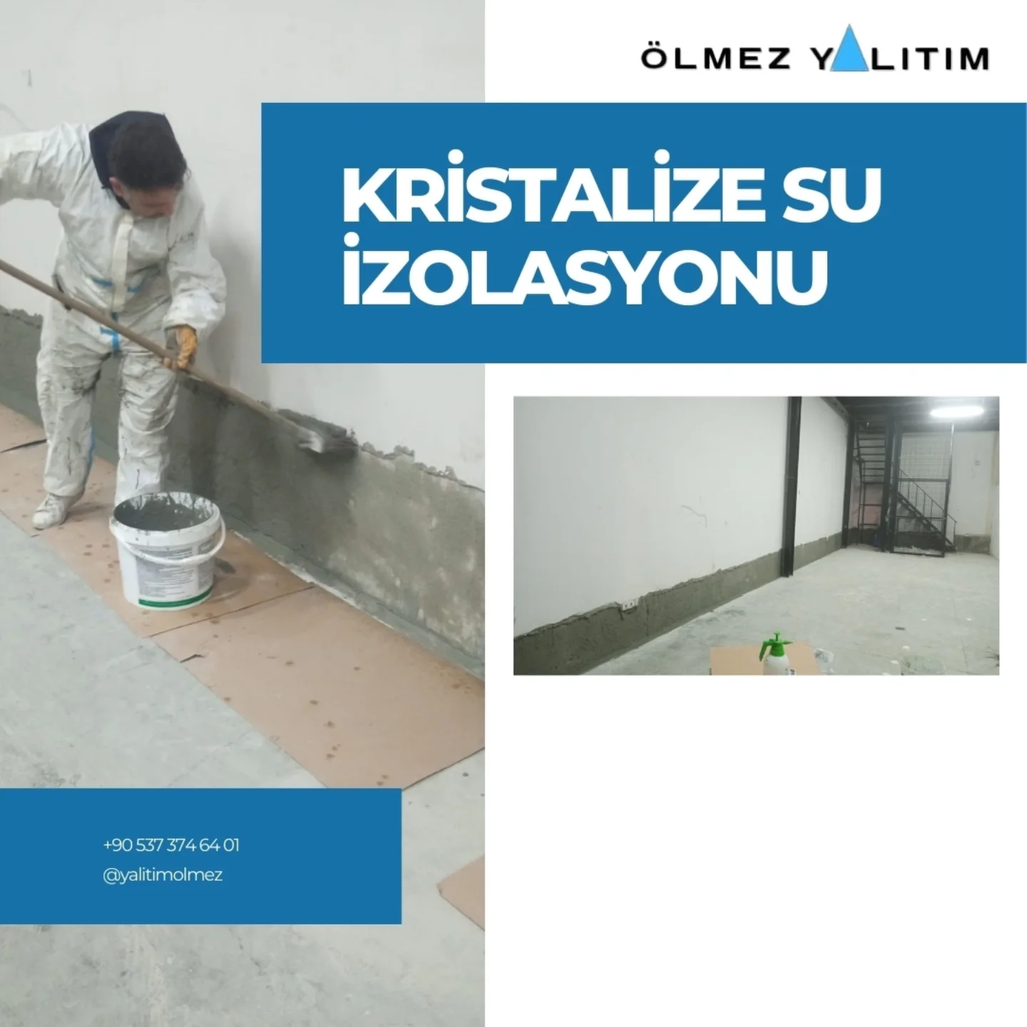 Kristalize su izolasyonu — bodrum kat zemin ve duvar uygulaması